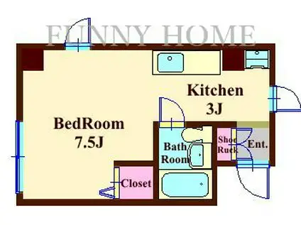 ヴェルドゥーラ祖師谷(ワンルーム/4階)の間取り写真