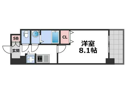 グランフェリーチェ・ナイン(1K/11階)の間取り写真