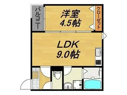 LECOCON 守山V(1LDK/2階)の間取り写真