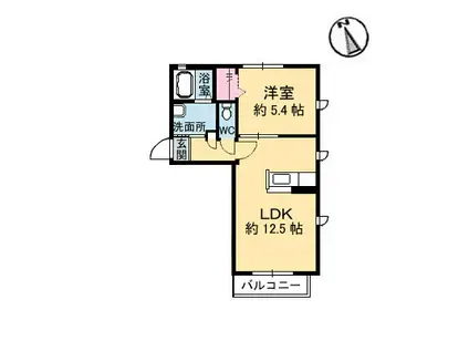 クラヴィエ沖洲III(1LDK/2階)の間取り写真