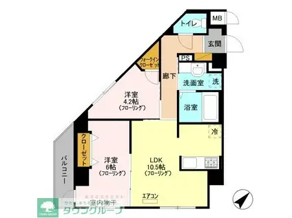 ラフレ東川口(2LDK/2階)の間取り写真