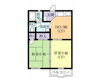 グランドアーサーB(2K/1階)の間取り写真