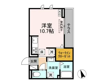 ビューハウス77(ワンルーム/1階)の間取り写真