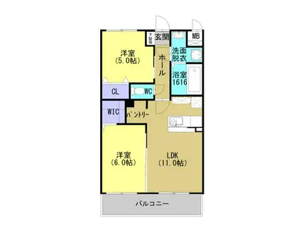 アバンガーデン(2LDK/2階)の間取り写真