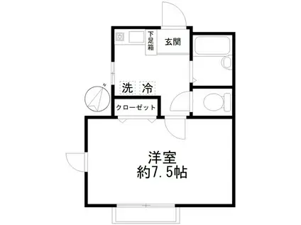 ルミナス西原(1K/1階)の間取り写真