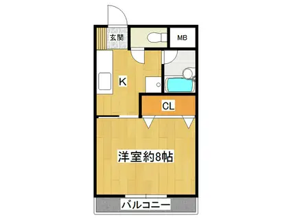 第2サンライズ(1K/3階)の間取り写真