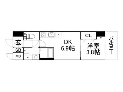 レオンコンフォート本町東2(1DK/14階)の間取り写真
