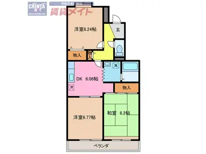 TORANO城西(3DK/4階)の間取り写真