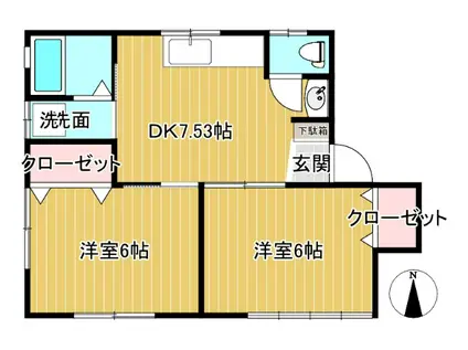 コーポ下田(2DK/2階)の間取り写真