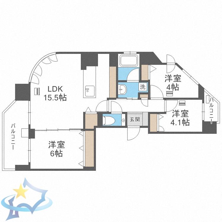 グランファーレ伏見グランシャリオ(3LDK/6階)の間取り写真