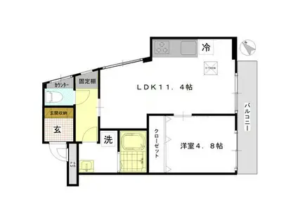 ノッティングヒル(1LDK/2階)の間取り写真