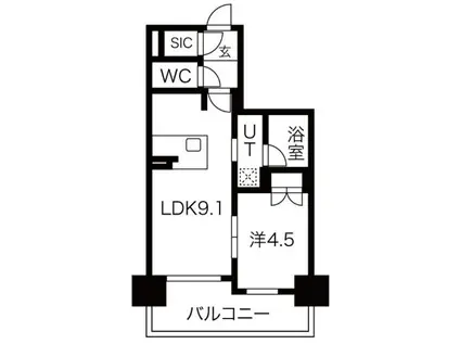 SK RESIDENCES SHINSAIBASHI(1LDK/12階)の間取り写真