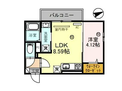 プラートコート今津(1LDK/2階)の間取り写真