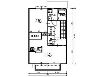 モンヴィーナス(1LDK/2階)の間取り写真