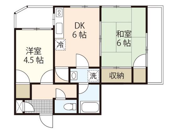 シャルム広本(2DK/2階)の間取り写真