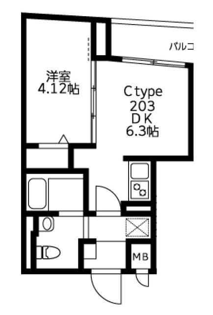 U RESIDENCE武蔵小山(1DK/2階)の間取り写真