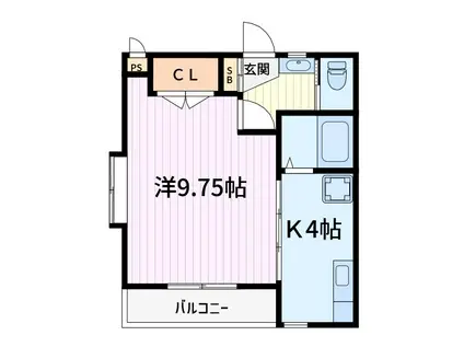 樋ノ爪平松ハイツ(1K/2階)の間取り写真