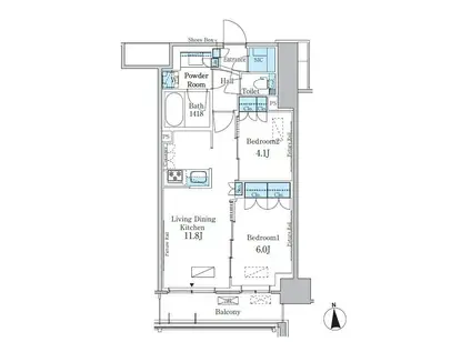 パークアクシス新宿百人町(2LDK/6階)の間取り写真