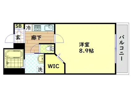 へーベル桜川(1K/4階)の間取り写真