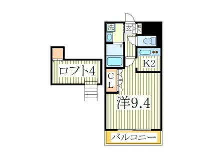 グリーンキャッスルII(1K/2階)の間取り写真