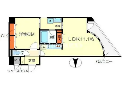 エスレジデンス学園坂(1LDK/13階)の間取り写真