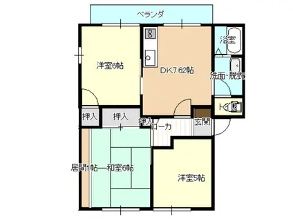 プラムハイツB(3DK/1階)の間取り写真