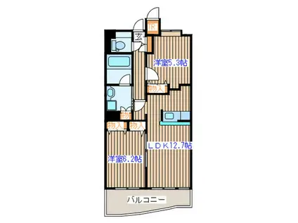 パレヴェルジェ・アイ(2LDK/6階)の間取り写真