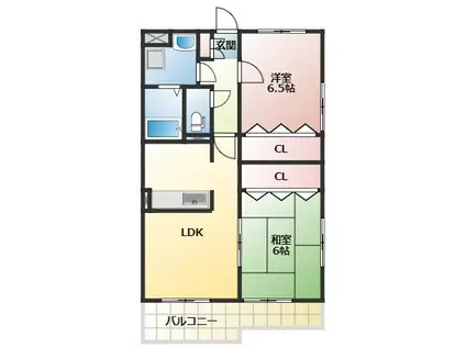 とくしげヒルIII(2LDK/2階)の間取り写真