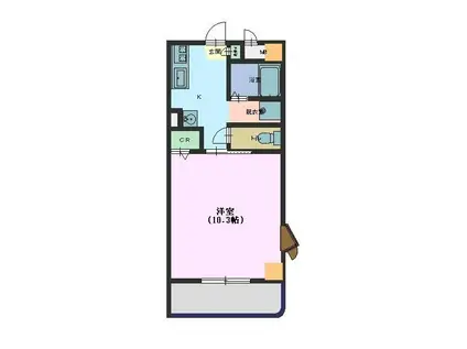 JR山陽本線 西条駅(広島) 徒歩9分 6階建 築22年(1K/6階)の間取り写真