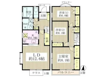 フェアステージ妙典B棟(3LDK/1階)の間取り写真