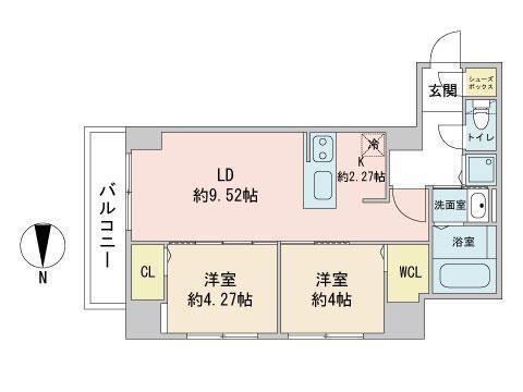 ASH MARUYAMA(2LDK/4階)の間取り写真