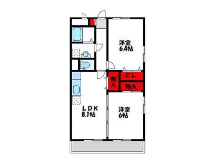 ビューポイント(2LDK/5階)の間取り写真