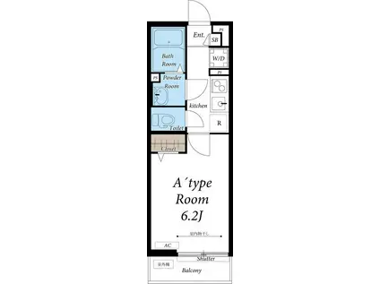 リブリ・ラヴィアンローズ・国立(1K/3階)の間取り写真