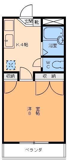 ファミール北代II(1K/1階)の間取り写真