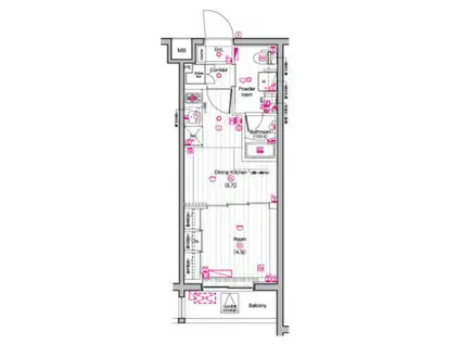 ザプレミアムキューブG東中野(1DK/3階)の間取り写真