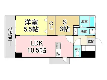 ザ・ヒルズ戸畑(1SLDK/5階)の間取り写真