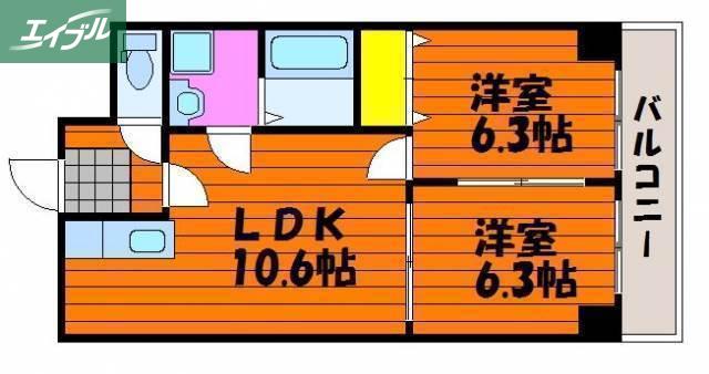 サニーヒルズ大福(2LDK/4階)の間取り写真