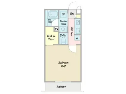 アネーロ三河安城(1K/2階)の間取り写真