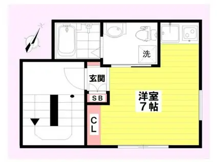 プロムナード浅草千束(ワンルーム/3階)の間取り写真