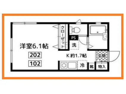 DEARCOURT(1K/2階)の間取り写真