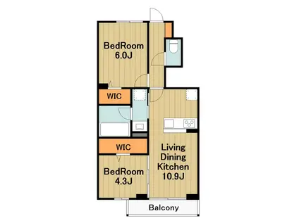ラルブルボヌール(2LDK/1階)の間取り写真