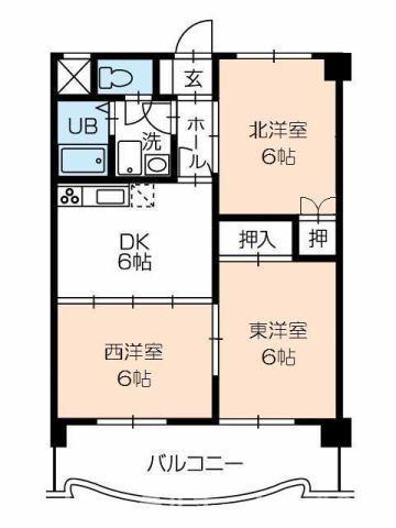 フィオーレ豊橋(3DK/2階)の間取り写真