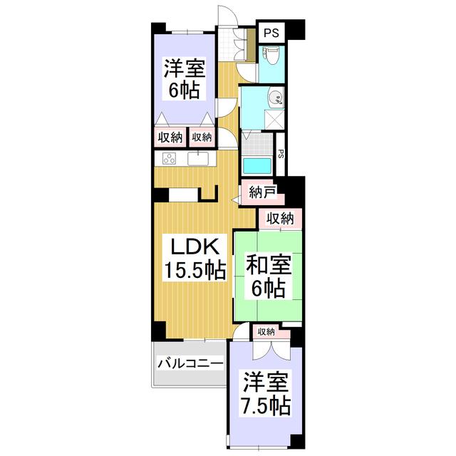 グランドハイツ東公園(3SLDK/2階)の間取り写真