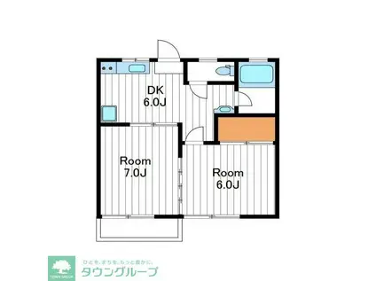 PLAGE(2DK/1階)の間取り写真