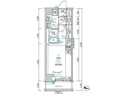 RELUXIA両国II(ワンルーム/6階)の間取り写真