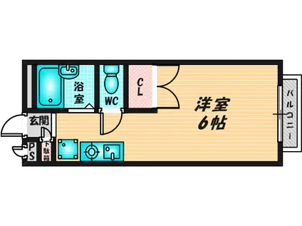 エステートピアナカタ(ワンルーム/1階)の間取り写真