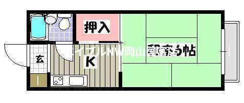 コーポ難波(1K/2階)の間取り写真