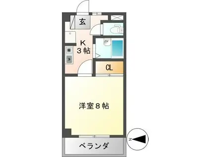 ハイネス21(1K/1階)の間取り写真