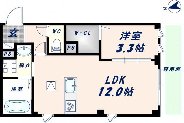 マ・メゾン(1LDK/1階)の間取り写真