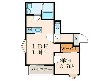 MIZAR(1LDK/2階)の間取り写真